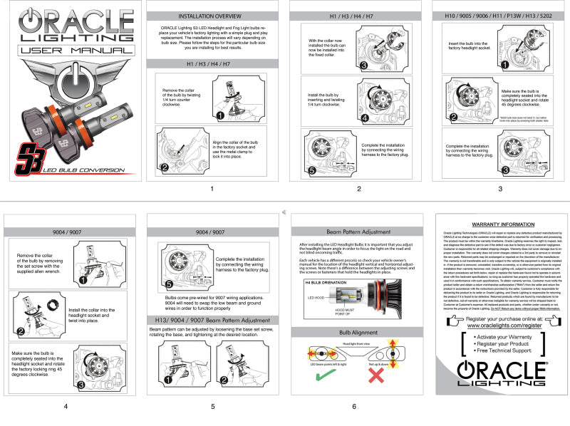 Oracle 9005 - S3 LED Headlight Bulb Conversion Kit - 6000K NO RETURNS