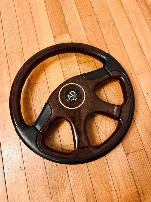 “AD (Altezza Disengo)” 362mm Wood Grain + Black Leather Steering Wheel
